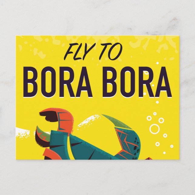 Bora Bora Vintage Reiseplakat Postkarte (Vorderseite)