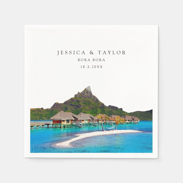 Bora Bora Wedding Custom Foto Cocktail Napkins Serviette (Vorderseite)