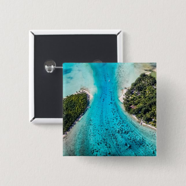 Bora Bora - Weg zum Ozean Button (Vorne & Hinten)