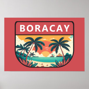 Boracay Philippinen Retro-Emblem Poster