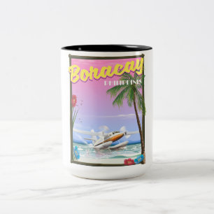 Boracay Philippinen Strand Reiseplakat Zweifarbige Tasse