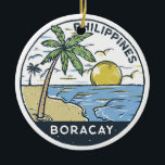 Boracay Philippinen Vintag Keramik Ornament<br><div class="desc">Boracay Vektorkunst Design. Boracay ist eine kleine Insel auf den zentralen Philippinen. Es ist bekannt für seine Ferienorte und Strände.</div>