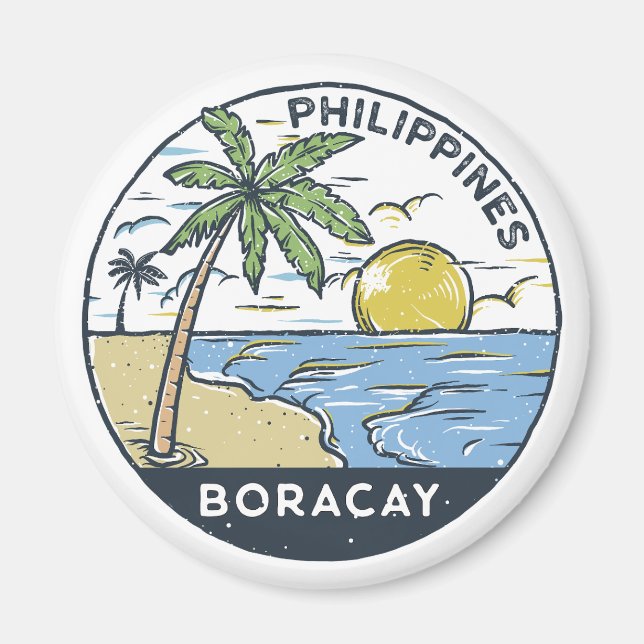 Boracay Philippinen Vintag Magnet (Vorne)