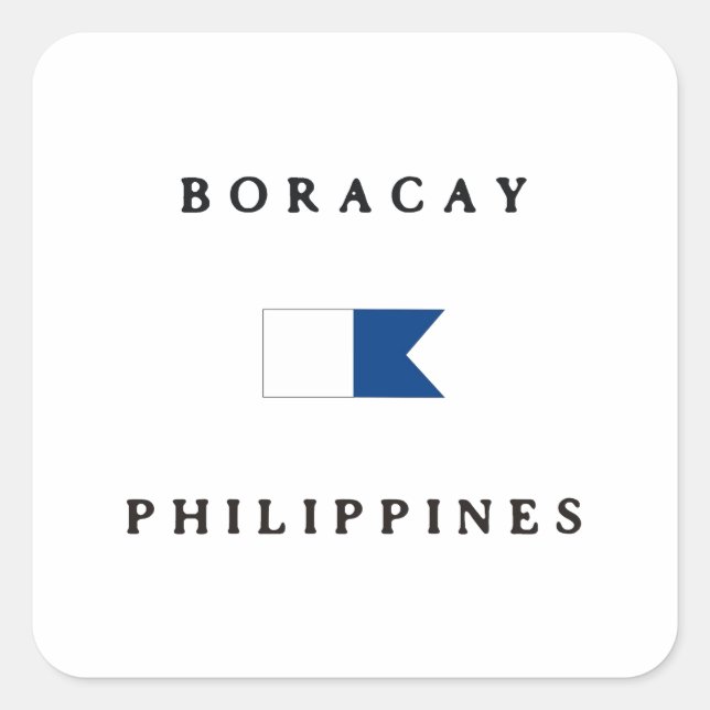 Boracay Philippines Alpha Dive Flag Quadratischer Aufkleber (Vorderseite)