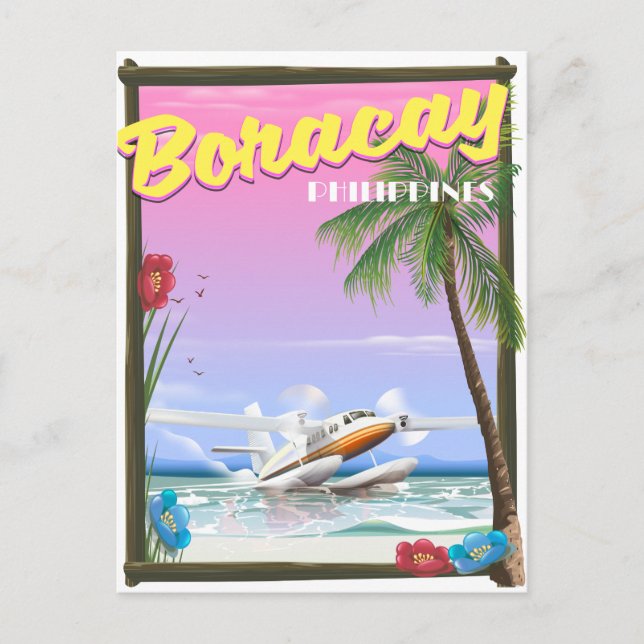 Boracay Philippines Strandposter Postkarte (Vorderseite)