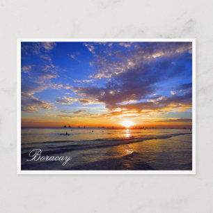 Boracay-Sonnenuntergang blau Postkarte