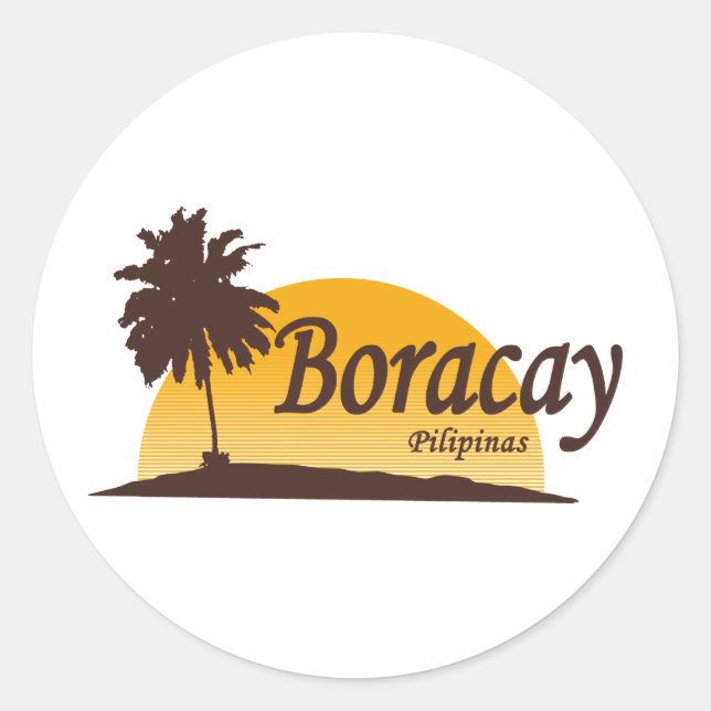 Boracay weiß runder aufkleber (Vorderseite)