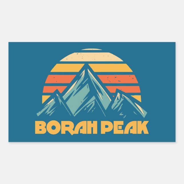 Borah Peak Retro Türkis Rechteckiger Aufkleber (Vorderseite)