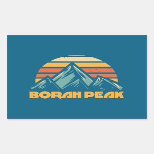Borah Peak Retro Türkis Rechteckiger Aufkleber
