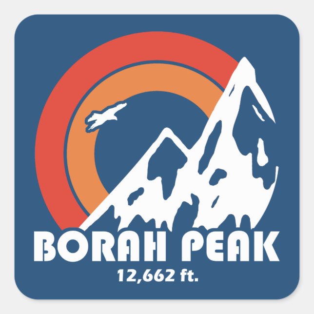 Borah Peak Sun Eagle Quadratischer Aufkleber (Vorderseite)
