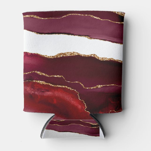 Bordeaux Agate und Gold Dosenkühler (Vorderseite)