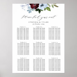 Bordeaux-blaue Blumenzitze Poster