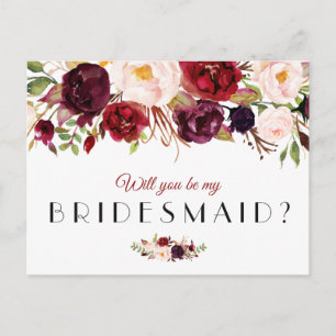 Bordeaux-Blumenkohl wird meine Bridesmaid-Karte se Einladungspostkarte