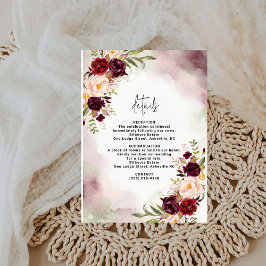 Bordeaux-Blush-Aquarell-Hochzeits-Detailkarte Begleitkarte