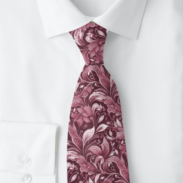 Bordeaux Botanischer Batik Krawatte (Von Creator hochgeladen)