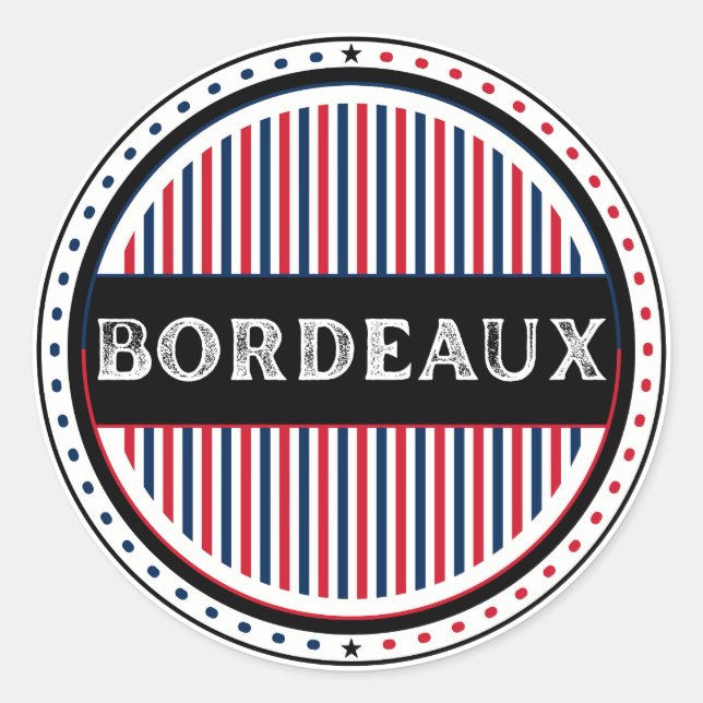 Bordeaux City Pride Emblem – French Identity Runder Aufkleber (Vorderseite)