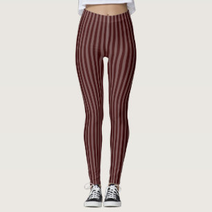 Bordeaux-einfarbige, senkrechte dünne Streifen Leggings