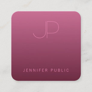 Bordeaux-Farbvorlage Modernes Monogramm-Elegant Quadratische Visitenkarte