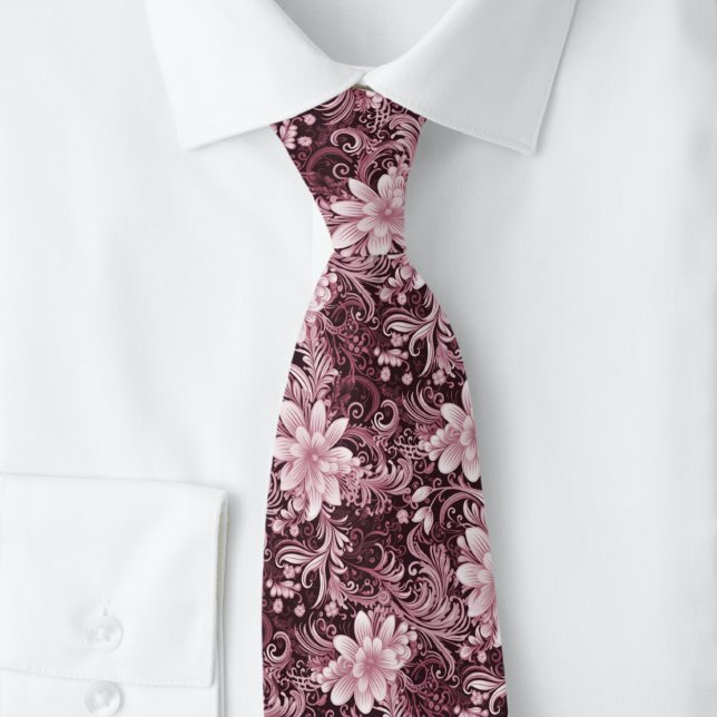 Bordeaux Floral Batik Krawatte (Von Creator hochgeladen)