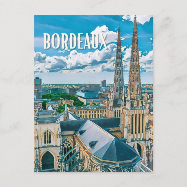 Bordeaux Foto Vintage Postkarte (Vorderseite)