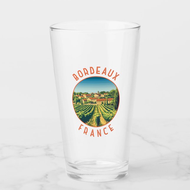 Bordeaux France Retro Distressed Circle Glas (Vorderseite)