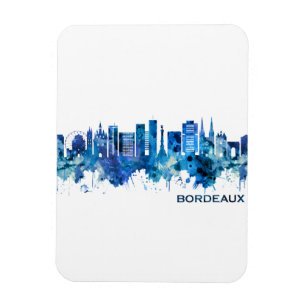 Bordeaux France Skyline Blue Magnet