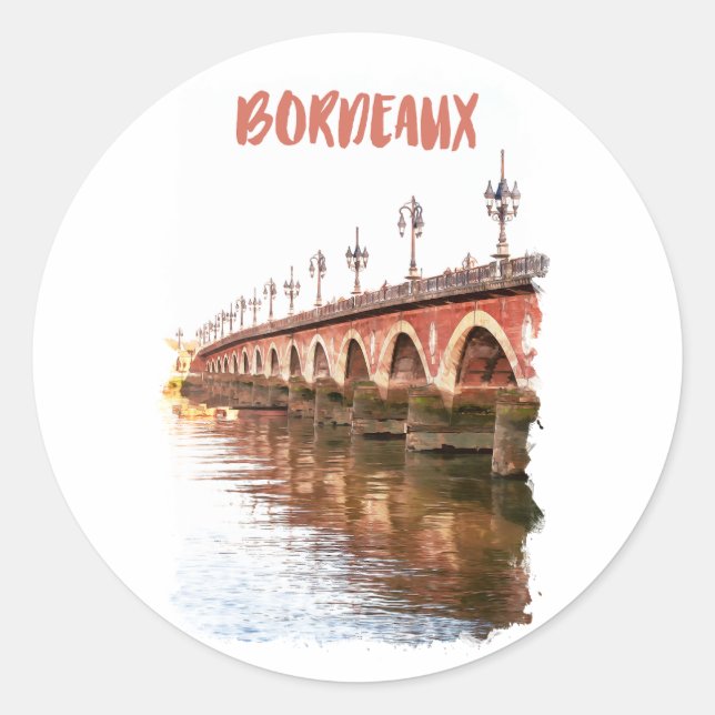 Bordeaux Frankreich City Travel Runder Aufkleber (Vorderseite)