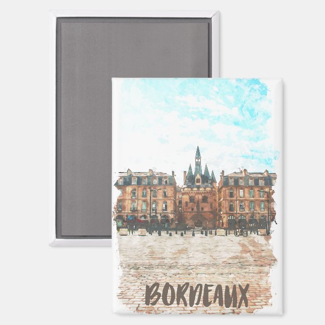 Bordeaux Frankreich Place de la Bourse Travel Magnet (Vorderseite/Rückseite)