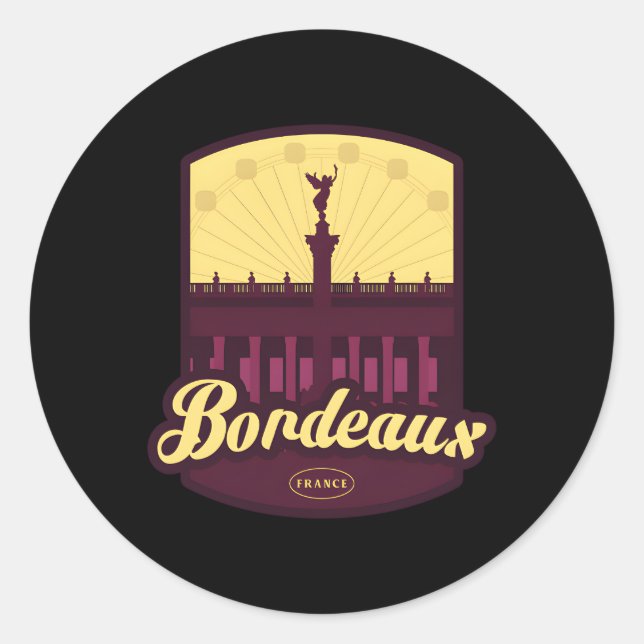 Bordeaux Frankreich Runder Aufkleber (Vorderseite)