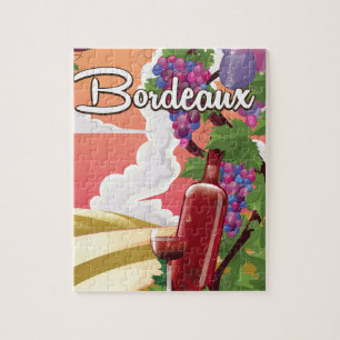 Bordeaux Frankreich Vintage-Wein-Reiseposter Puzzle