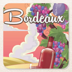 Bordeaux Frankreich Vintages Weinreisepaket Rechteckiger Pappuntersetzer