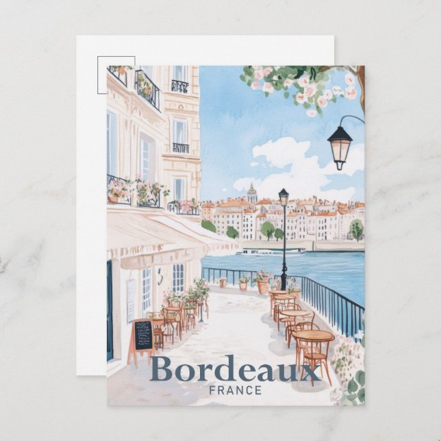 Bordeaux Frankreich - Wasserfarben Postkarte (Vorne/Hinten)