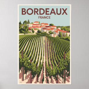 Bordeaux Frankreich Weinberg Reise Kunst Vintage Poster