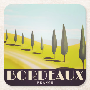 Bordeaux, französischer Reiseposter im Vintage-Sti Rechteckiger Pappuntersetzer