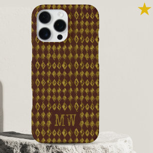 Bordeaux-Gold-Doodle-Diamantmuster mit individuell iPhone 16 Pro Max Hülle