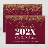 Bordeaux-Goldskript, moderner, eleganter Abschluss