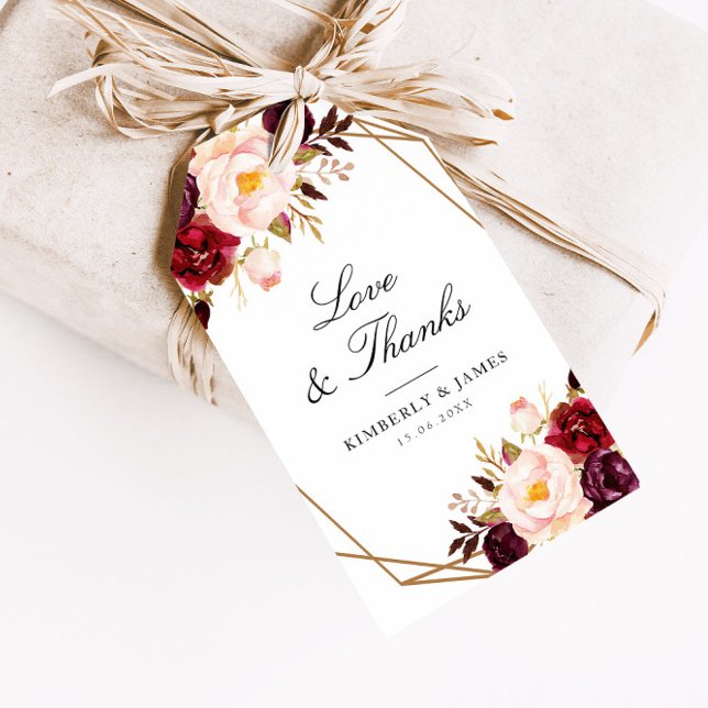 Bordeaux-Hochzeit Geschenkanhänger (Von Creator hochgeladen)