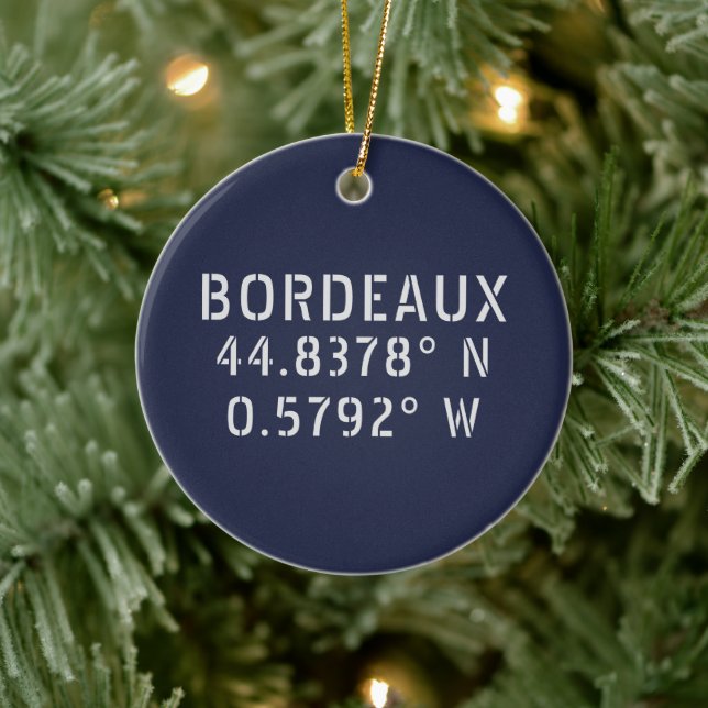 Bordeaux Latitude Länge individuell einstellbar Keramik Ornament (Baum)