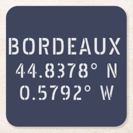 Bordeaux Latitude Longitude Rechteckiger Pappuntersetzer