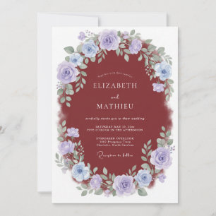 Bordeaux-Lavendel-Hochzeit Einladung
