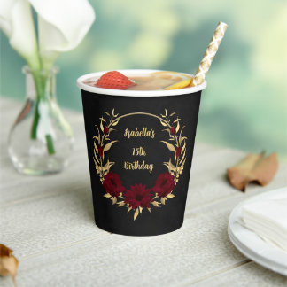 Bordeaux mit Chic und schwarz mit Gold Pappbecher