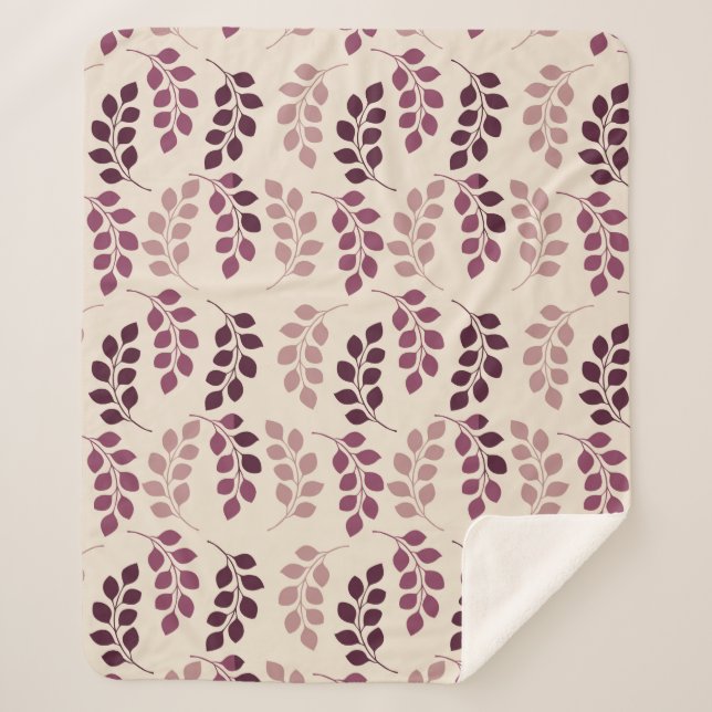 Bordeaux Modern Botanical Japandi Sherpadecke (Vorderseite)