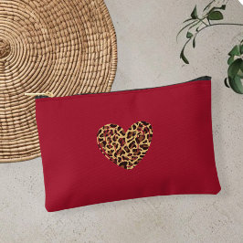 Bordeaux red accessory bag, leopard print bag,  zubehörtasche