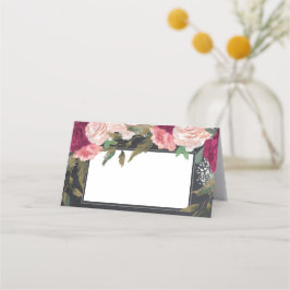 Bordeaux-Rosa-Blumenkalkpappe Hochzeitsfeier Platz Platzkarte