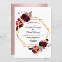 Bordeaux-Rose, goldene, geometrische Hochzeit