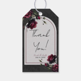 Bordeaux-Rote Rosen Schadowy-Hochzeit Geschenkanhänger