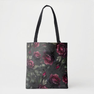 Bordeaux rote Rosen schattiges Grau floral 