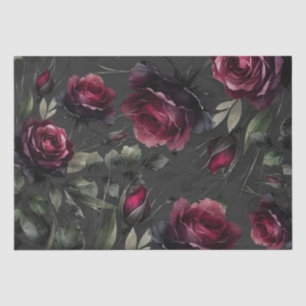 Bordeaux rote Rosen schummrig graue Blumenhochzeit Seidenpapier