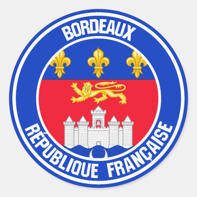Bordeaux-RundEmblem Runder Aufkleber (Vorderseite)
