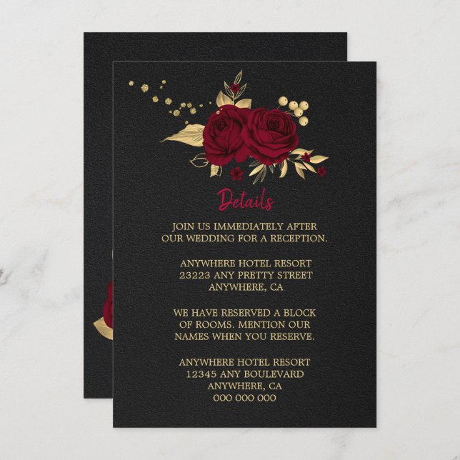 Bordeaux-Schwarz-Details-Gehäuse-Karte Begleitkarte (Vorne/Hinten)